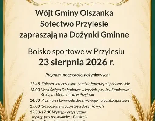 Dożynki Gminne w Przylesiu już w niedzielę – program uroczystości