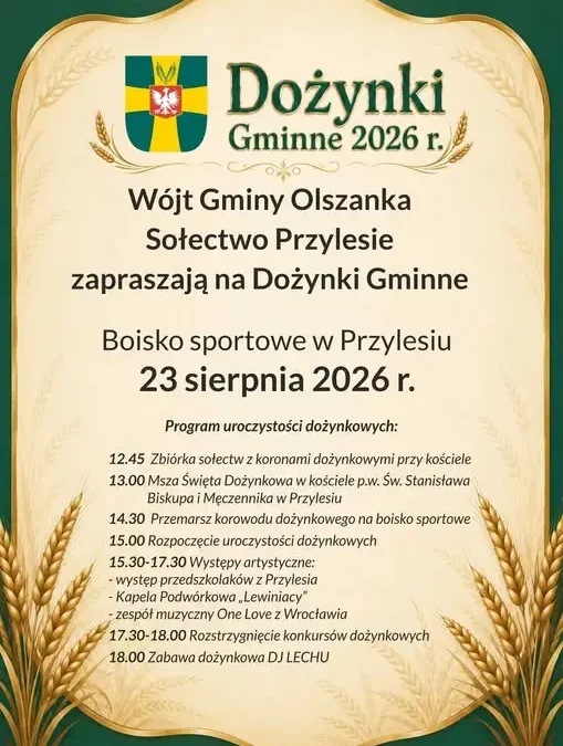 Dożynki Gminne w Przylesiu już w niedzielę – program uroczystości