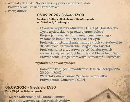 Dni Pamięci o Żydowskich Mieszkańcach Działoszyc – program wydarzeń