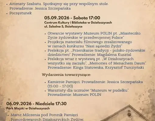 Dni Pamięci o Żydowskich Mieszkańcach Działoszyc – program wydarzeń