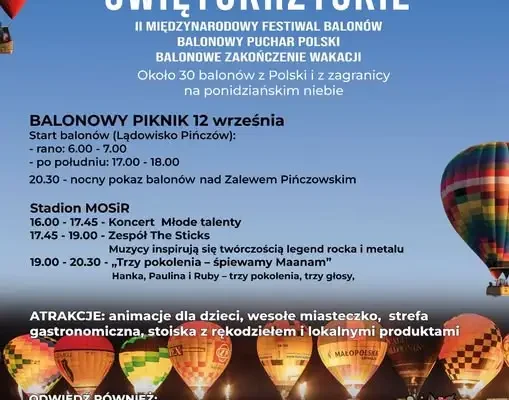 Balonowe Świętokrzyskie w Pińczowie: kolorowe niebo i atrakcje na ziemi