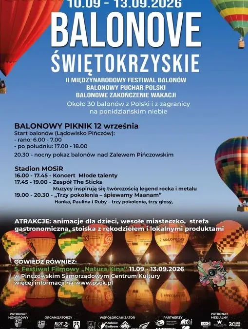Balonowe Świętokrzyskie w Pińczowie: kolorowe niebo i atrakcje na ziemi
