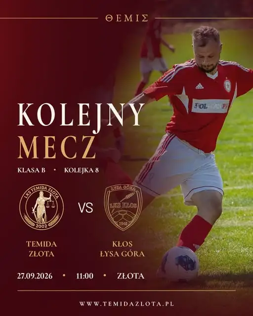 Klasa B: Złota podejmie niepokonanego lidera z Łysej Góry