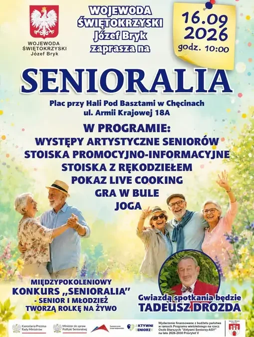 Senioralia w Chęcinach – wojewoda świętokrzyski zaprasza seniorów