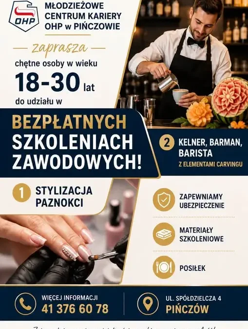 Bezpłatne szkolenia zawodowe dla młodzieży z Pińczowa i okolic