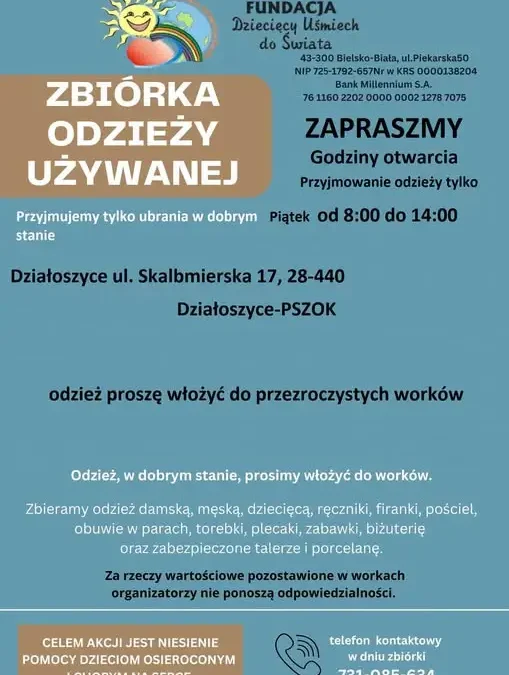 Działoszyce: rusza zbiórka odzieży używanej. Pomóż dzieciom i daj rzeczom drugie życie