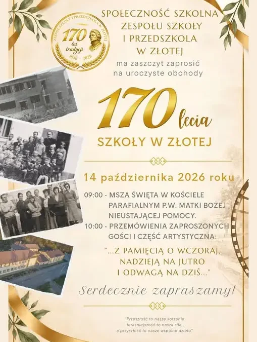Złota świętuje 170-lecie swojej szkoły – zaproszenie na uroczystość