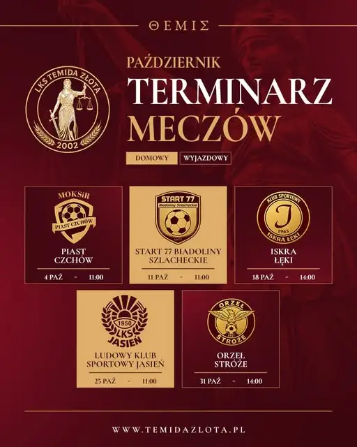 LKS Temida Złota: terminarz październikowych meczów Klasy B