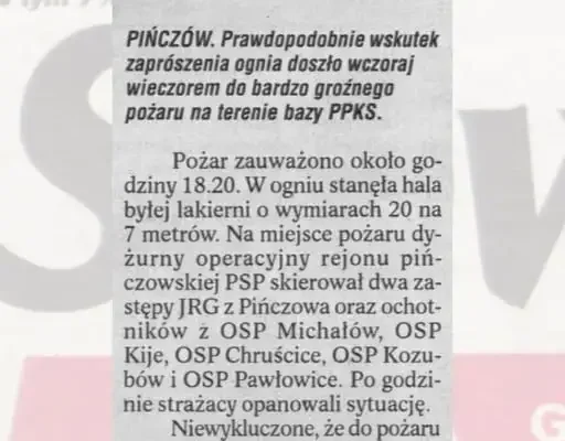 Pożar hali w Pińczowie z 2005 roku – OSP Kije odtwarza historię