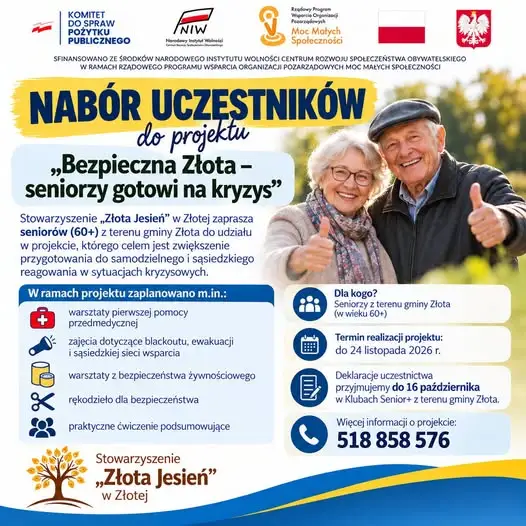 Bezpieczna Złota: seniorzy 60+ uczą się, jak przetrwać kryzys