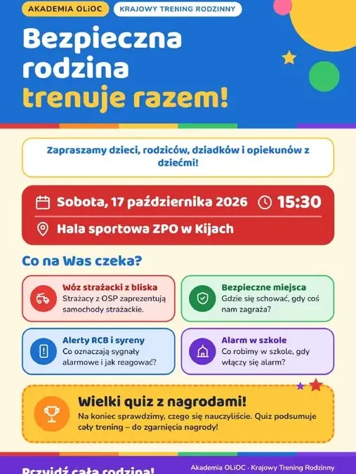 Krajowy Trening Rodzinny w Kijach – bezpieczeństwo w praktyce już w sobotę