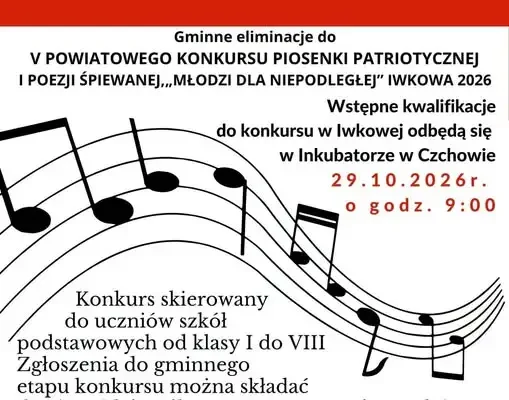 Młodzi z gminy Czchów zaśpiewają dla Niepodległej – rusza V Gminny Konkurs Piosenki Patriotycznej