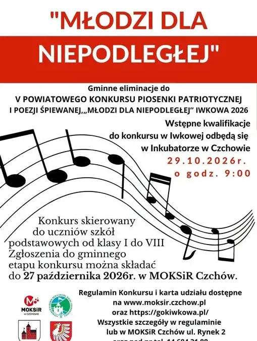 Młodzi z gminy Czchów zaśpiewają dla Niepodległej – rusza V Gminny Konkurs Piosenki Patriotycznej