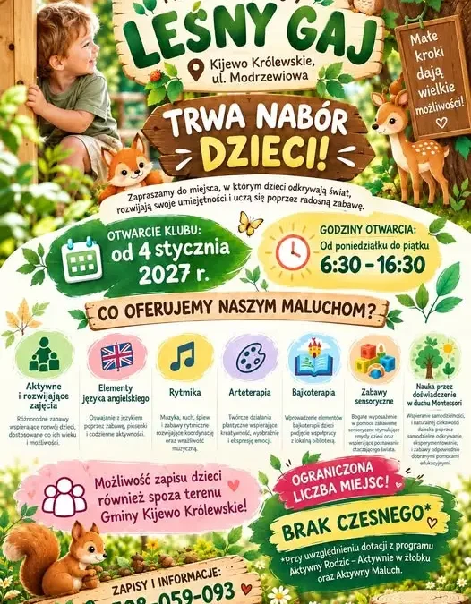 Leśny Gaj w Kijewie Królewskim: nowy klub dla dzieci od stycznia 2027