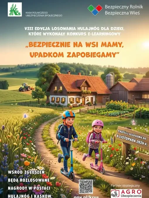 Konkurs KRUS: hulajnoga i kask dla dzieci ze wsi – zgłoszenia do 6 listopada