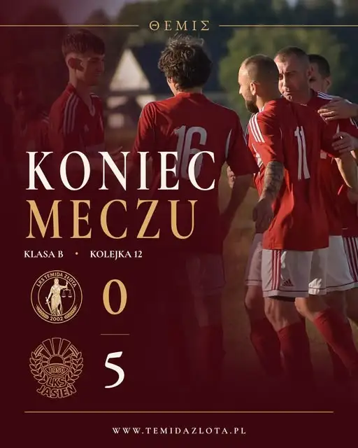 LKS Temida Złota przegrywa w dziewięciu. Mecz z Jasieniem zakończony 0:5
